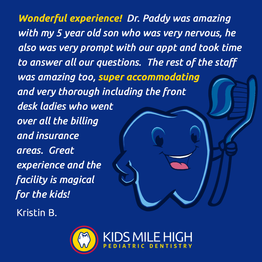 Here at Kids Mile High, we want to answer your questions to help you feel confident in your children's dental treatment. We also strive for every visit to the dentist is a fun one! We love to see you and your little one's smile! #TheFunDentist #DrPaddy #Smile #KMH